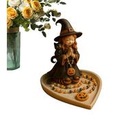 Porta del rosario di strega, statua di strega di Halloween, supporto per la collana, organizzatore di gioielli decorativi, ideale per compleanno, vacanze, uffici, scrivania, soggiorno, bagno e camera