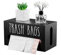 Porta del Sacchetto della Spazzatura Porta di plastica montata per distribuzione della Spazzatura in Legno con Pannello Scorrevole per Piano di Lavoro sotto Il lavandino Cucina Nera