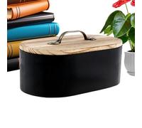 Porta del tampone per bagno - scatola di stoccaggio in legno con coperchio e organizzatore di igiene femminile discreto | decorativi per il bagno, contenitore per controsoffitto rustico, cus
