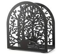 Porta del tovagliolo nero, supporto per tovagliolo in carta in metallo, design di alberi e uccelli organizzatore di carta non slip per cucina da tavolo, buffet, ristorante, cena
