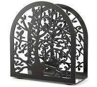 Porta del tovagliolo nero, supporto per tovagliolo in carta in metallo, design di alberi e uccelli organizzatore di carta non slip per cucina da tavolo, buffet, ristorante, cena