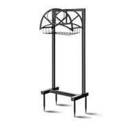 Porta del tubo da giardino con 4 picchi e ganci per tubi d'acqua in metallo pesante staccabile, supporto per lo stoccaggio autoportante con ganci per utensili per il giardino del prato