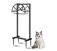 Porta del tubo da giardino con 4 picchi lunghi aggiornati in metallo pesante supporto per il tubo dell'acqua in metallo, l'organizzatore di ganci staccabile contiene tubi per il prato da cantiere