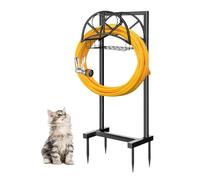 Porta del tubo da giardino gravido nero in metallo robusto ritmo di avvolgitore per tubo d'acqua con 4 piedi appuntiti, tiene tubi per il prato da cantiere esterno