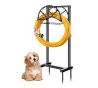 Porta del tubo da giardino in metallo pesante in metallo robusto ritmo di avvolgitore per tubo d'acqua con parti staccabili e 4 piedi appuntiti, organizzatore del prato da cantiere