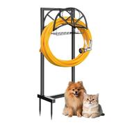 Porta del tubo da giardino premium con 4 punte a terra aggiornati per mantine di supporto per manichetta in metallo pesante in metallo, l'organizzatore staccabile tiene i tubi all'aperto