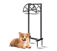 Porta del tubo da giardino premium con 4 punte a terra per il tubo flessibile in metallo pesante, portaganni, rastrelliere organizzatore con ganci per utensili prato