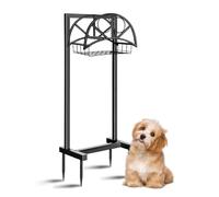 Porta del tubo da giardino premium con 4 punte a terra per il tubo flessibile in metallo pesante, portaganni, rastrelliere organizzatore con ganci per utensili prato
