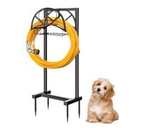 Porta del tubo da giardino premium con picchi di terra gancio per tubo d'acqua in metallo pesante, supporto per la conservazione autoportante con ganci per utensili per il giardino del prato