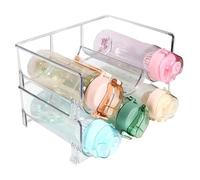 Porta della bottiglia d'acqua, organizzatore di bicchiere in plastica in plastica trasparente a 2 livelli organizzatore impilabile per accessori per lo stoccaggio della cucina, frigorifero, tenere 6