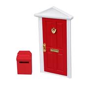 Porta della casa delle bambole e mini cassetta della posta Porta dei mobili in legno per casa delle bambole in scala 1:12 Mobili miniatura per la Decorazioni per cassette postali per la scena