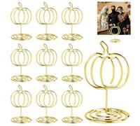 Porta della scheda Place Pumpkin - Set da tavolo da 10 pezzi con clip decorativo per display per eventi, supporto per il tema autunno creativo | Segno di compleanno, nota del Ringraziamento, nota, tag