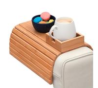 Porta della tazza di divano in legno - tavolo del vassoio di bracciolo flessibile con base di presa, compagno divano per bevande e piccoli oggetti | Piattaforma laterale a clip per snack in stoccaggio
