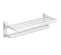 Porta dell'asciugamano Montato a Parete SUS304 Piccelle Asciugamano in Acciaio Inossidabile con Binario a Doppio Asciugamano, per Bagno Bianco 50 cm