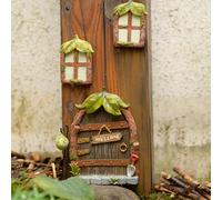 Porta delle Fate in Miniatura e Casetta Set di 4 Statue da Giardino Caratteristi