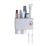 Porta dello spazzolino da denti a parete, rastrellino per il bagno di assorbimento magnetico multiple con distributore di dentifricio per la casa (2 tazze di grigio (24.4x11.3x20cm/9.6x4.4x7.9in))