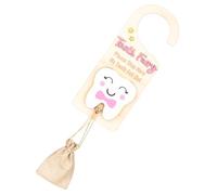 Porta denti fatina dei denti, contenitore per conservare i denti da latte, con scomparto per soldi, in legno, con borsa per maniglia della porta
