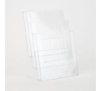 Porta Depliant da Banco 3 Tasche A4 Verticale in Styrene Trasparente 236x339x155 mm
