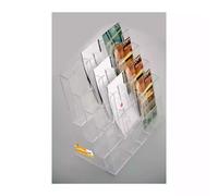 Porta depliant da banco a 12 tasche f.to 1/3A4 verticale con inserto removibile 10x h21 cm tasche con divisori removibili colore trasparente trasparente