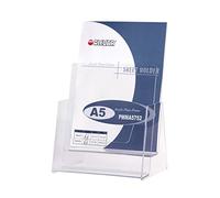 Porta Depliant in Acrilico Trasparente a 2 Scomparti, Espositore per Volantini, Porta Opuscoli da Tavolo, Formato 14,8x21 cm A5