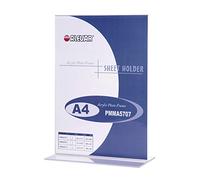 Porta Depliant in Acrilico Trasparente, Porta Avvisi da Tavolo/Banco con Base a T, Formato 21x29.7 cm A4