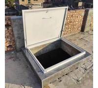 Porta di accesso di sicurezza in acciaio bianco, impermeabile, resistente alla ruggine, con maniglia e binario, perfetta per cantine, pozzi e stanze (dimensioni interne: 76 x 56 cm, dimensioni esterne