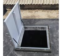 Porta di accesso in alluminio con maniglia 75 x 75 cm, zincata, per un facile accesso e ventilazione, colore: bianco