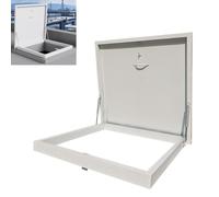 Porta di accesso per soffitta resistente bianca, impermeabile, in acciaio zincato verniciato a polvere e telaio in lega di alluminio, maniglia a leva idraulica con coperchio di ventilazione (140 cm)