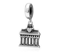 Porta di Brandeburgo Charms Ciondolo Fit Pandora Braccialetto Greco, 925 Argento Sterling Germania Berlino Ciondolo Perline Arco di Trionfo, Amo Viaggiare Charm Regali per Mamma/Papà/Famiglia