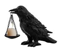 Porta di candele di Halloween, statua di corvo gotico realistico con supporto per candele, 3, 3x6.3x9 pollici di tè in plastica per il supporto per decorazioni per la casa