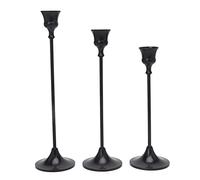 Porta di candele, titoli di candelabelle coniche nere retrò, squisito candelaio di ferro con 3 teste 3 staffe 3 basi, per decorazione del camino da tavolo, per