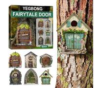 Porta di fata per albero | Porte di fate per alberi esterni, Fairy Garden Accessories Outdoor, Garden GNOME Doors Outdoor Decor Accessories for Kids Room, Wall and Trees, Set di 6