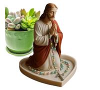 Porta di gioielli per la santa Maria - Figura cattolica dalla resina sintetica, statua decorativa del rosario | Figura di Gesù Madonna fatta a mano con base, decorazione della stanza spirituale per l'