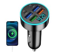Porta Di Ricarica: Adattatore Di Ricarica Automatica Ad Alta Potenza, Caricatore Per Auto Con Display Digitale, Uscita USB A Sei Porte | Caricatore Del Telefono Per Auto Con Alimentatore Coppia