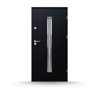 Porta di servizio, antracite, acciaio, 900 x 2000 mm, apertura a destra verso l’interno, modello Crotone, configura individualmente