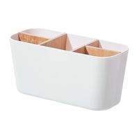 Porta di spazzolino da denti di bambù, 5 compartimenti Rimovibile Benomistica da bagno per bagno Caddy per la casa, contatore del lavandino, conservazione della famiglia e accessori, bianco