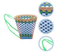 Porta di stoccaggio intrecciata a mano in stile etnico per bambini zaino cesto