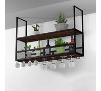 Porta di stoccaggio montate a soffitto in stile industriale a soffitto a soffitto per vino a soffitto, portafonina di vino a soffitto a soffitto portabottiglie appeso a portain gomiti di bicchiere