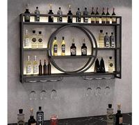 Porta di vino a parete in metallo moderno con ripiani galleggianti in ferro multifunzionale Vino da vino da champagne per armadio per alloggi per unità da bar elegante (dimensioni: colore 140 cm: