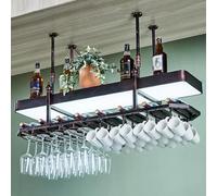 Porta di vino a soffitto a soffitto elegante moderno per il display per la casa, porta bottiglie di vino a barre, porta bottiglia da vino da vino da parete in metallo, supporto in vetro galleggiante