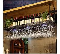 Porta di vino appeso al soffitto con legno al neon Porta di vetro di vetro metallico porta bottiglia di vino decorazione di vetro in vetro display vintage per il vino porta per vino per bar ristoranti