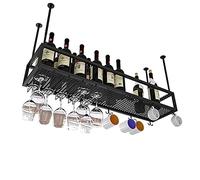 Porta di vino appeso al soffitto con supporto in vetro e scaffale | Porta in vetro di vino capovolto con boom porta bottiglia ad altezza regolabile vino calici da champagne rack per cella, per barra