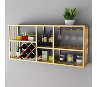 Porta di vino montato a parete con porta in vetro di vino, porta in vetro di vino, supporto per il display del vino in ferro con gancio di staminato, mensole per bar, scaffali a parete per cucina,