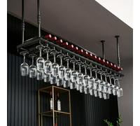 Porta di vino per caffè sospeso, porta in metallo elegante scaffale a soffitto, rastrelliere sospese, portabottiglie da bar moderna, porta in vetro da bottiglia da vino montato a parete, ESPOSITORE