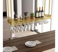 Porta di vino per scaffali a soffitto in metallo moderno per il display da bar, porta bottiglia di vino appesa, portabottiglie di vini da caffè, scaffali di stoccaggio galleggianti tazze di vino