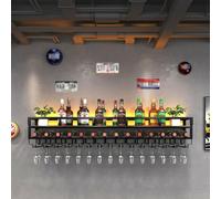 Porta di viti a parete industriale per bottiglie di vino, soggiorno per vino appeso a parete per pareti, portaoggetti per pareti da parete commerciale, supporto per vino da bar moderno, ampio