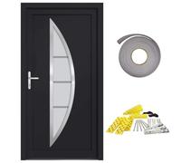 Porta d'ingresso antracite 88 x 200 cm PVC con imbottitura sandwich - durevole, isolante termico e sicuro per la vostra casa