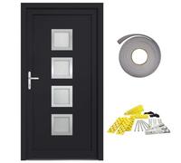Porta d'ingresso antracite 98 x 190 cm PVC con imbottitura sandwich - Durevole e sicura per case unifamiliari - Soluzione moderna per porte elevate
