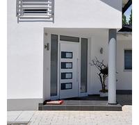 Porta d'ingresso bianca 100 x 200 cm in alluminio e PVC con 3 cerniere regolabili e serratura di sicurezza a 5 vie, porta d'ingresso resistente alle intemperie con vetro isolante