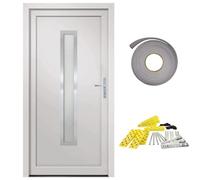 Porta d'ingresso bianca 98 x 190 cm PVC con imbottitura sandwich - durevole e isolante termico - perfetta per case unifamiliari & case plurifamiliari